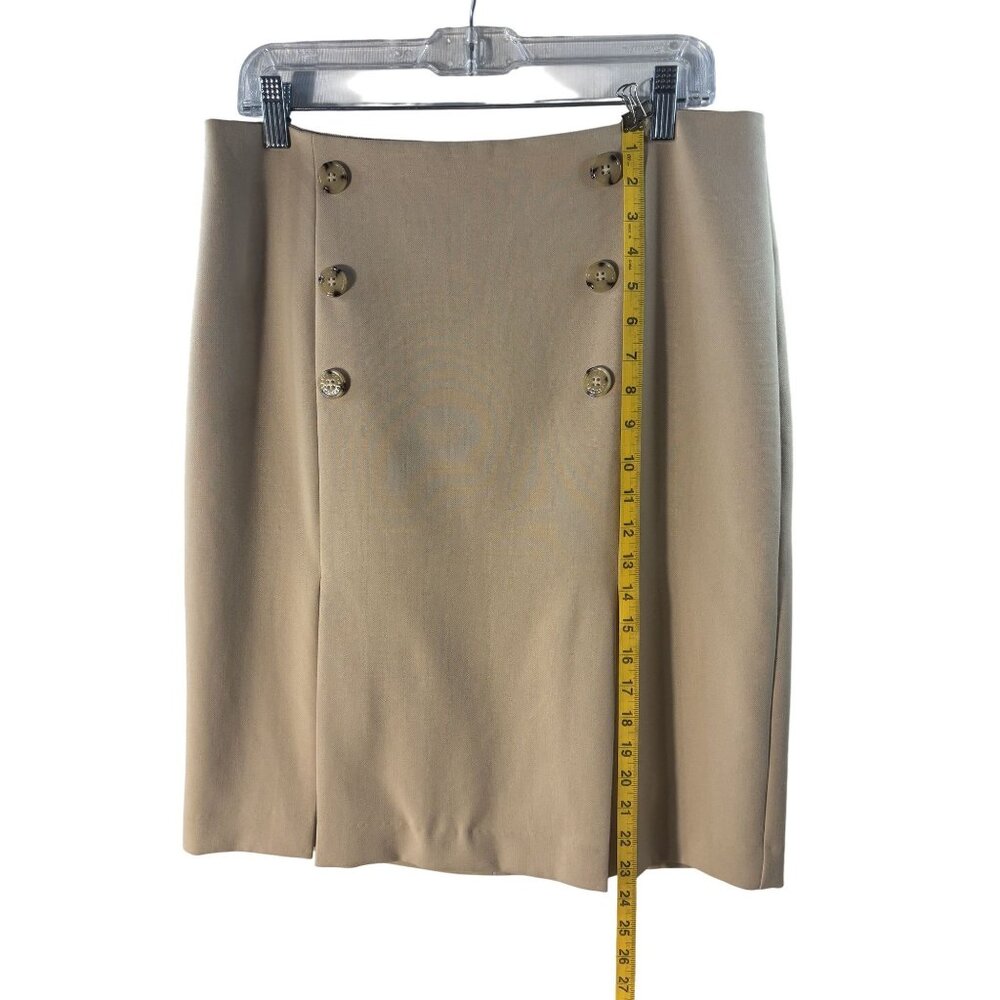 Talbots Beige Button-Front Skirt Size 12 Woven In Italy Tailored Knee-Length - Picture 10 of 11